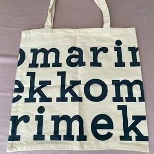 Marimekko Cream and Blue 100% Organic Cotton Tote Bag